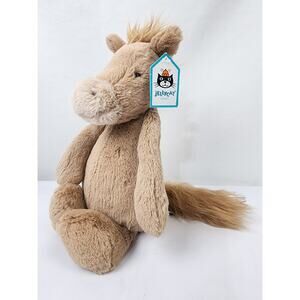 Jellycat London Bashful 12" Beige/Tan Pony Horse Silky Soft Plush Retired NWTs
